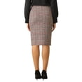 thumbnail image 3 of INSPIRE CHIC Women's Tweed Skirt Elegant High Waist Button Decor Knee Length Office Pencil Skirts, 3 of 5