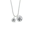 thumbnail image 2 of Delight Jewelry Silvertone Text Chat - jk - Just Kidding - Silvertone Script Initial Disc - R - Charm Necklace, 20"+3", 2 of 4