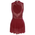 thumbnail image 3 of iiniim Lyrical Dance for Women Rhinestone Figure Skating Dresses Sleeveless Ballet Dancewear Burgundy L, 3 of 7