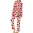 thumbnail image 3 of CZHJS Valentine's Day Long Sleeve Party Holiday Loungewear Womens Pajamas Plus Size Matching Outfits Pajama Wide Leg Pants and Button Down Collared Shirts Sets2 Piece Pj Sets, 3 of 7