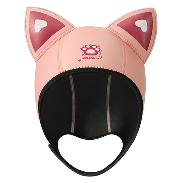Traje de neopreno de buceo lindo de 3 mm con capucha y orejas de gato para niños y adultos color rosa