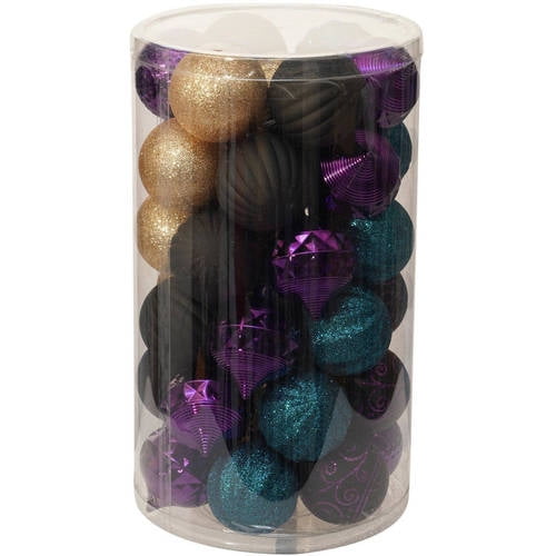Holiday Time Christmas Ornaments 60mm Shatterproof Ornament, Set of 41 - Walmart.com