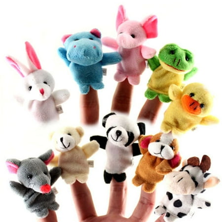 - Soft Plush Animal Finger Puppet Set of 10