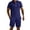Blue, variant on Short Sets for Men Summer Casual Short Sleeve Quarter Zip Polo Shirt and Shorts 2 Piece Matching Set Tracksuit