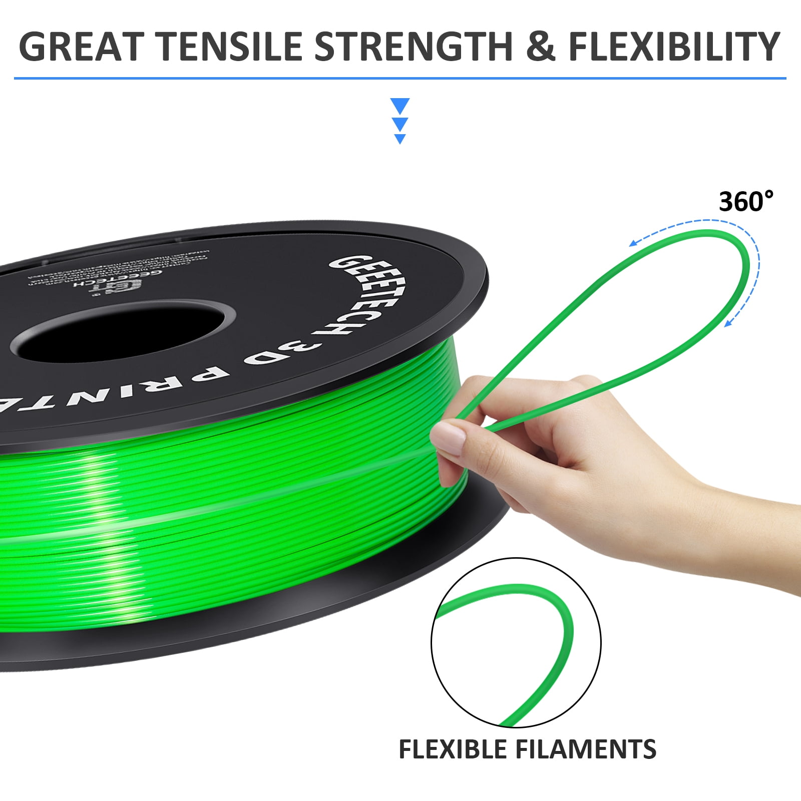 Geeetech 5pcs Green 1.75mmPLA 3D Printer Filament , Dimensional Accuracy +/-0.03mm, 5kg (11lbs) , 1080 Feet （330m）per Roll, Fit for Most 3D FDM Printer