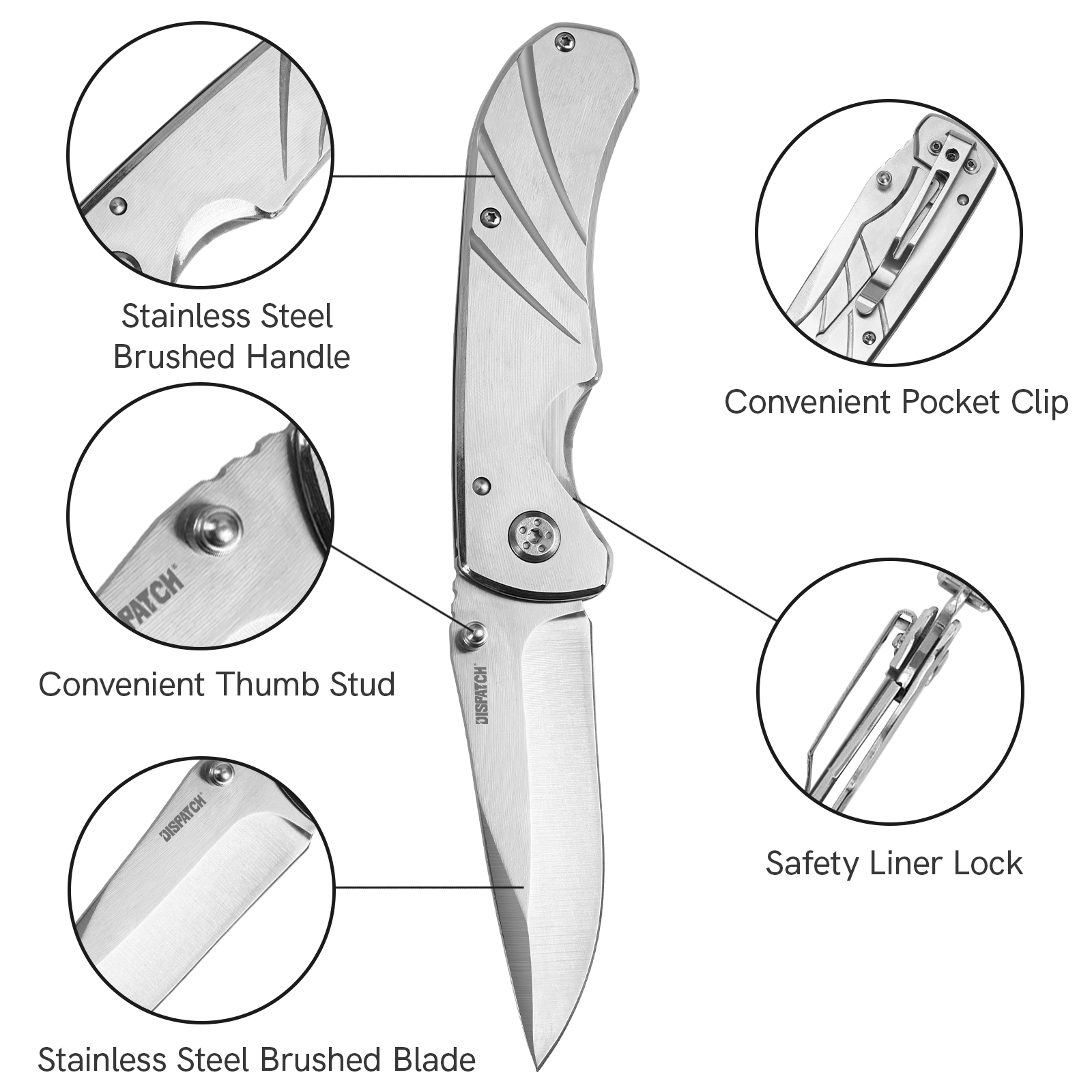 Dispatch 4PCS 4.5” Folding Pocket Knife with Aluminum Handle and Clip, 3Cr Brushed Finish blade(Rainbow & Silver)