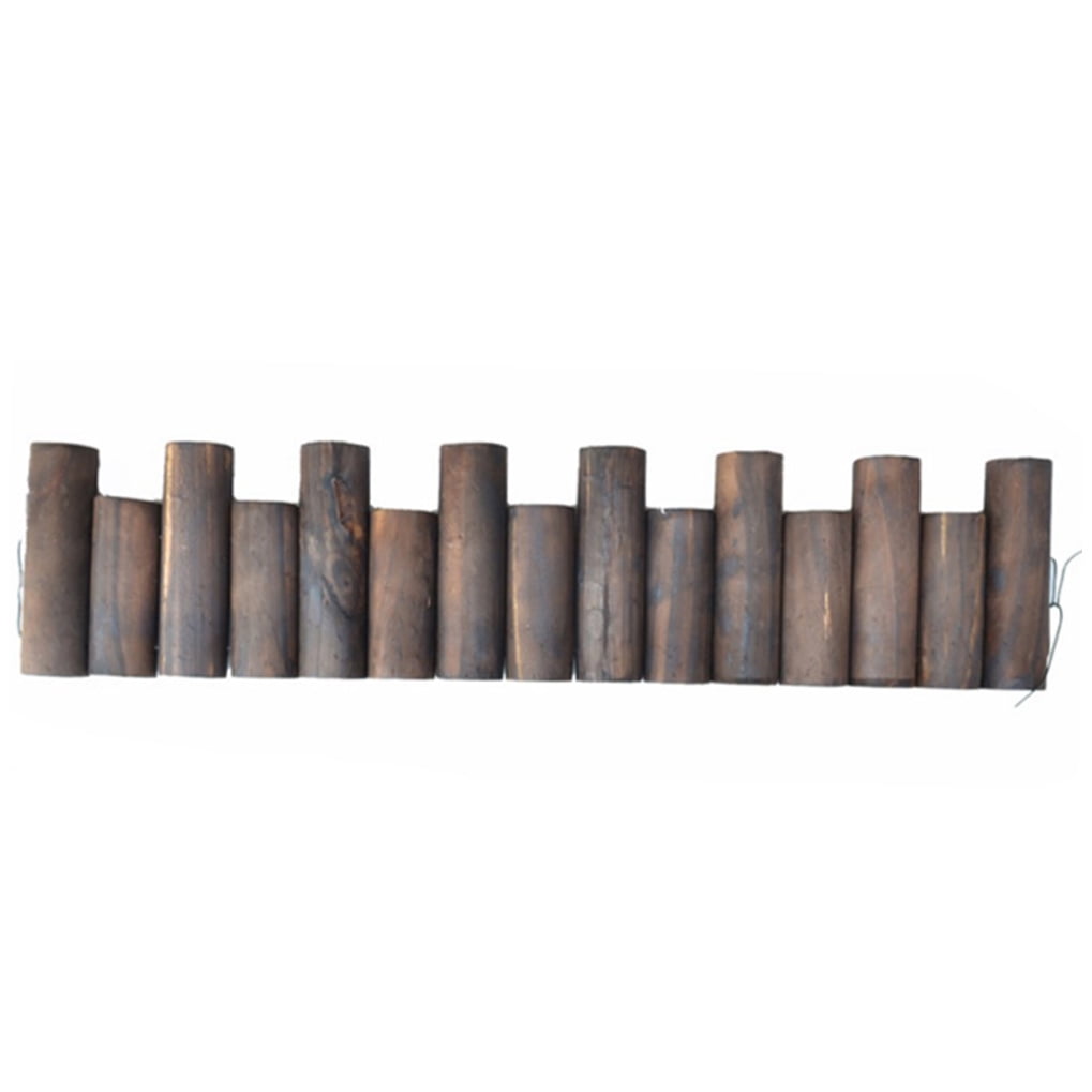 Soimiss Wood Lawn Edging Brown Wooden Solid Log Fence for Garden Border and Patio Decoration