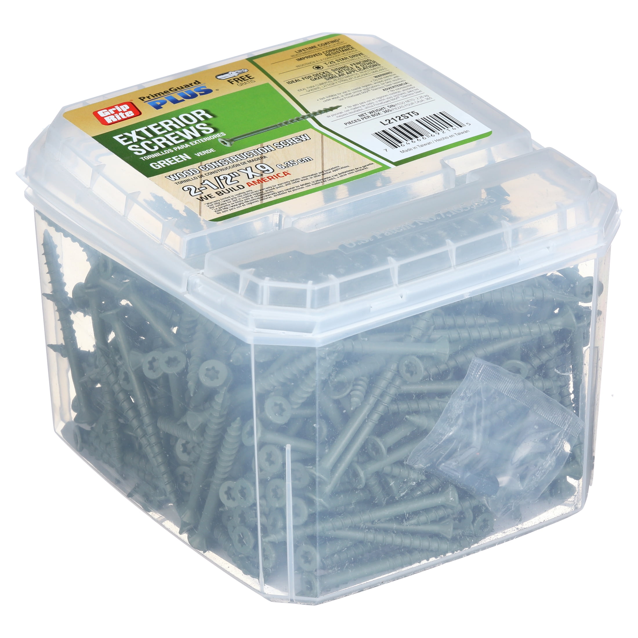 Grip-Rite PrimeGuard Plus #9 x 2-1/2 in. Green Wood to Wood Deck Screw 5lb.