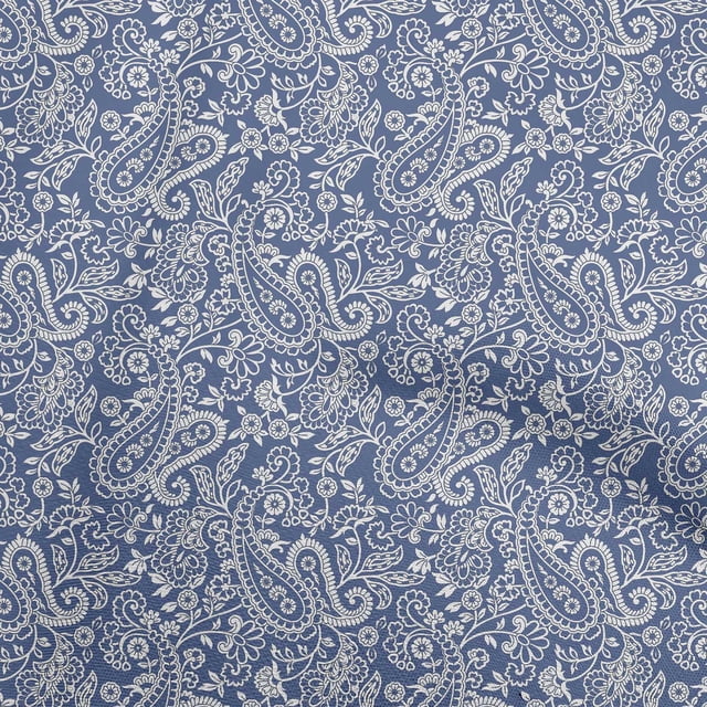 oneOone Georgette Viscose Medium Blue Fabric Block Sewing Material Print Fabric By The Yard 42 Inch Wide