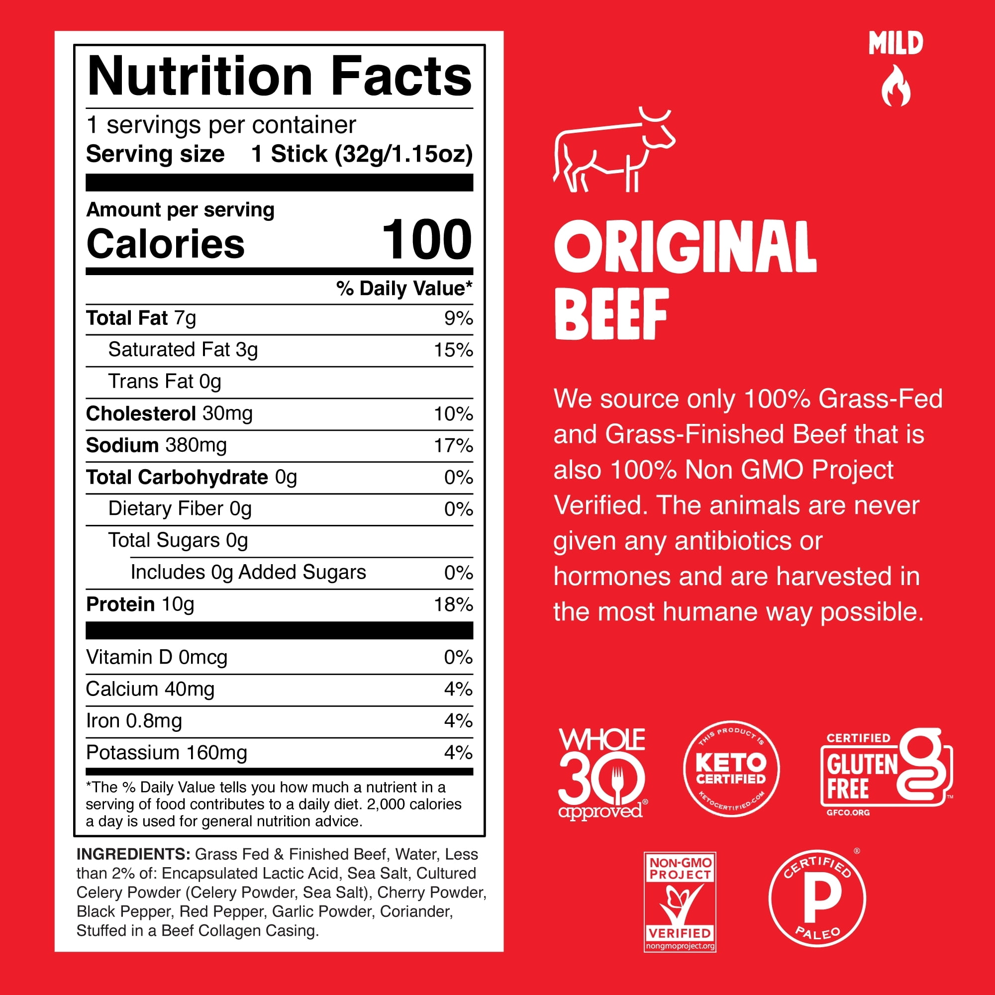 Chomps Grass-Fed and Finished Original Beef Sticks (24 Count)