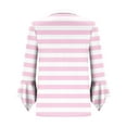 thumbnail image 6 of DeHolifer Women's Shirts Casual Strip Printed 3/4 Sleeve V-Neck Button Lapel Summer Loose Comfy Blouse Tops Pink XL, 6 of 7