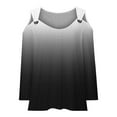 thumbnail image 4 of tklpehg Womens Tops Dressy Casual Lightweight Comfy Long Sleeve Tops Going Out Tops Tunic Tops V-Neck Gradient Color Loose Blouses (Dark Gray,S), 4 of 5