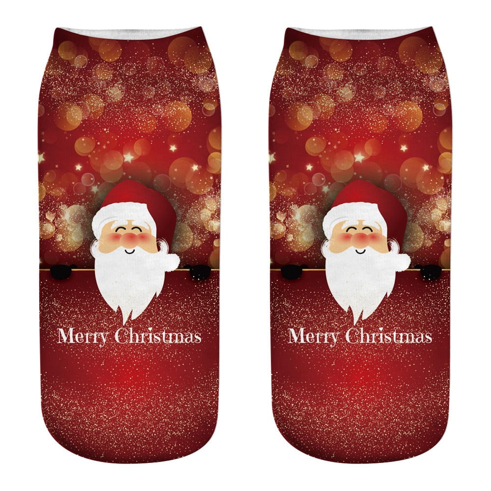 Pair Unisex Christmas Funny Printed Socks Casual Socks Cute Low Cut Ankle Socks