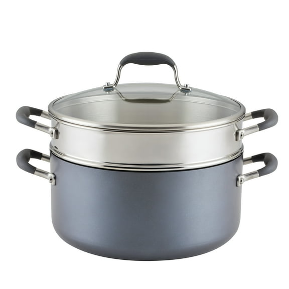 Anolon Advanced Home 8.5 Qt Nonstick Hard Anodized Aluminum Stockpot with Tempered Glass Steamer