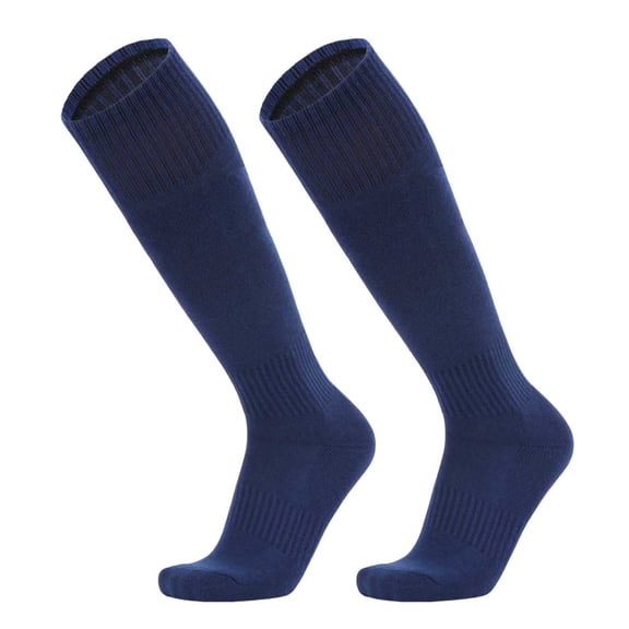 ZACPNCV Knee High Soccer Socks for Boys Girls Non Slip Cushioned Sole High Tube Socks Solid Color Elastic Calf Football Training Socks Navy