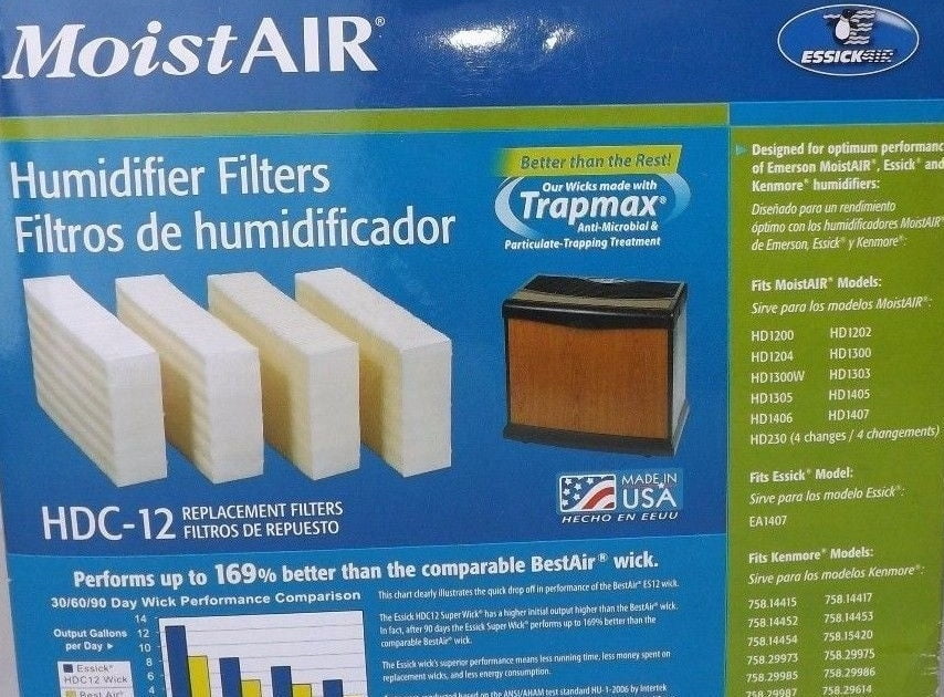 Essick HDC12 MoistAir / Kenmore 4 Pack Replacement Humidifier Wick Filters - Quantity of 2