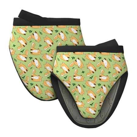 

Tebeau Cartoon Fox 2 Print Short Oven Mitts Heat Resistant Silicone Kitchen Mini Oven Mitts Non-Slip Grip Surfaces and Hanging Loop Gloves