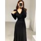 thumbnail image 5 of Vestidos elásticos de punto para mujer, vestido ajustado de tubo, Otoño Invierno 2023, Vestidos lisos de manga larga con cuello en V, vestido elegante ajustado para mujer, 5 of 7