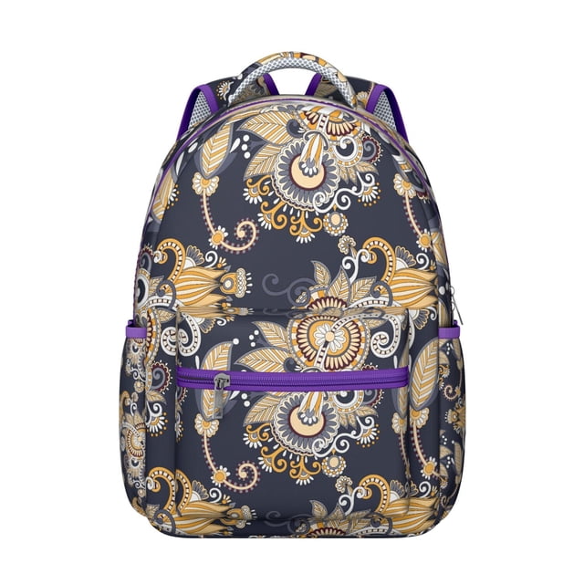 Exotic Paisley Artwork School Backpack for Students Lightweight and Comfortable Boho Vintage Floral Pattern Backpack for Student and Student