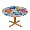 thumbnail image 3 of WYYP Easte Egg Leaf Round Fitted Tablecloth Easte Decor Round Table Cover with Elastic Edge Waterproof Wipeable Polyester Circle Table Cloths for Party Patio Holiday Decor White, 3 of 7
