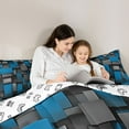 thumbnail image 5 of Castle Fairy Black Blue Grid Twin Comforter Sets,Futuristic Cubes Bedding Set, 5 of 8