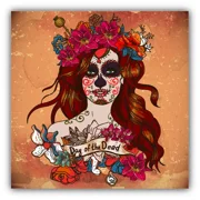 DOPASTICKER Sugar Woman Flower Skull Day Of The Dead Sticker Decal Phone Decal Water Bottle Stickers, Cars Stickers, Water Bottle Stickers For Kids