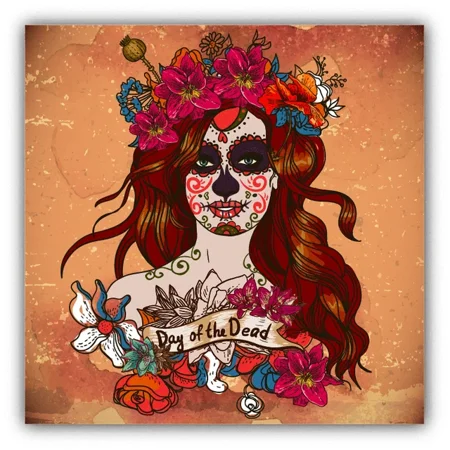 DOPASTICKER Sugar Woman Flower Skull Day Of The Dead Sticker Decal Phone Decal Water Bottle Stickers, Cars Stickers, Water Bottle Stickers For Kids