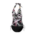 thumbnail image 2 of VISgogo Traje de baño femenino de 2 piezas, camisola de cuello halter de color sólido con cordón + bragas de bikini para mujer, S / M / L / XL / XXL VISgogo moda, 2 of 9