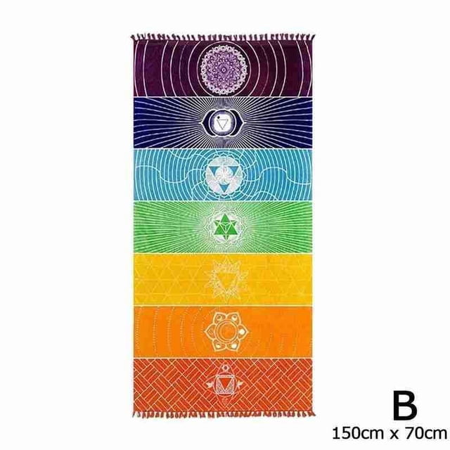 Bohemian Mandala Beach Mat & Yoga Towel - Rainbow Tapestry Blanket