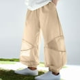 thumbnail image 5 of HVOBTTY Toddler Wide Leg Trousers, Fall Long Pants for Kid, Kids Solid Color Mesh Breathable Lightweight Mosquito Proof Pocketed Long Pants Khaki, 9-10 Years, 5 of 5