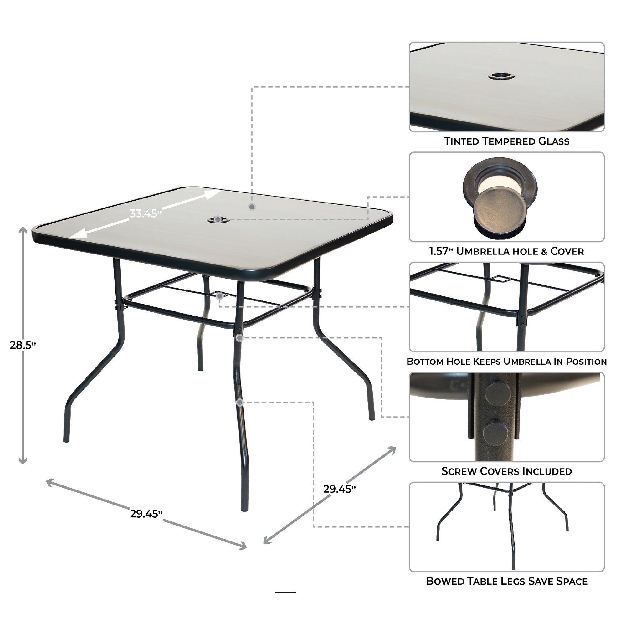 Patio Premier 16 in. L x 15 in. W x 2.5 H Square Outdoor Dining