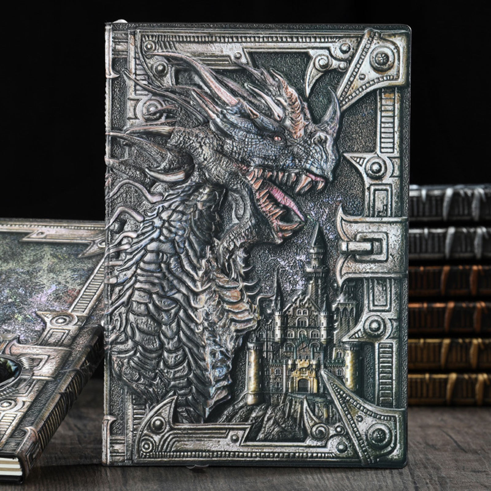 Metal Yard Art Outdoor and Garden Embossed Dragon Notebook Unique Outdoor Decor for Patio Garden Yard Lawn and Garden Single Pack