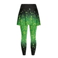 thumbnail image 5 of SCRAWLGOD Women's Golf Tennis Leggings with Skirt Moisture-Wicking Comfortable Running Clothes Machine Washable Stretchy Athletic Pickleball Tights, Four Leaf Clover Small Glitter Black Green, S, 5 of 7