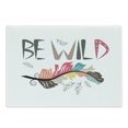 thumbnail image 1 of Be Wild Cutting Board, Ornamental Calligraphy with Colorful Feather Symbolizing Freedom Tribal, Decorative Tempered Glass Cutting and Serving Board, in 3 Sizes, by Ambesonne, 1 of 2