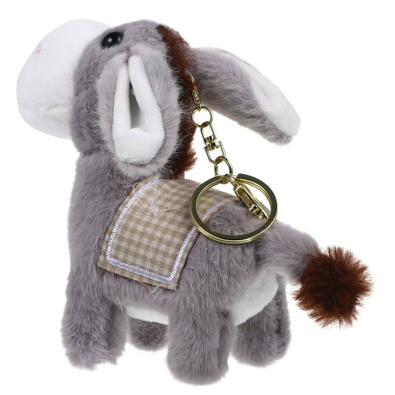 MEIBUTYUP Grey Donkey Plush Keychain Charm with Soft PP Cotton Filling for Hanging Keys and Bags