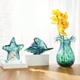 thumbnail image 3 of Green Glass Bubble Vase for Flowers 8.5 Blown Glass Vase for Home Decor Modern Art Flower Vases Decorative Table Centerpiece Olive Plant Wedding Living Room Bookshelf Office Entryway, 3 of 8
