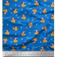 thumbnail image 1 of Soimoi Blue Silk Fabric Cheese Slice & Rats Kids Printed Fabric 1 Yard 42 Inch Wide, 1 of 1