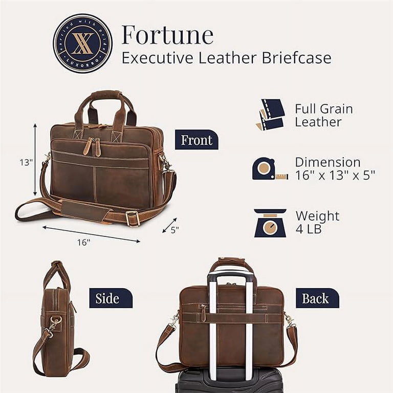 STAR VISTA Slim Leather Laptop Messenger Bag | 15.6 Inch, Full Grain Leather, YKK Zippers