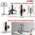 thumbnail image 3 of 5 Core Music Stand Adjustable Desktop Book Stands Portable Sheet Holder All Metal Foldable Bookstand, 3 of 9
