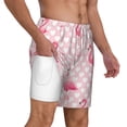 thumbnail image 3 of Picia Cute Flamingo with Heart pattern Mens Swim Trunks with Compression Liner Stretch Beach Shorts Quick Dry with Zipper Pockets No-Chafing Board Shorts-Large, 3 of 9