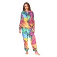 thumbnail image 2 of FORMRS Onesies Pajama for Adults Unisex Hoodie Winter Jumpsuit One Piece Sleepwear, Sizes S-2XL, Vibrant Leaves Pattern, 2 of 7