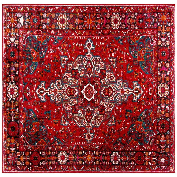 SAFAVIEH Vintage Hamadan Cathleen Oriental Area Rug, Red/Multi, 3' x 3' Square