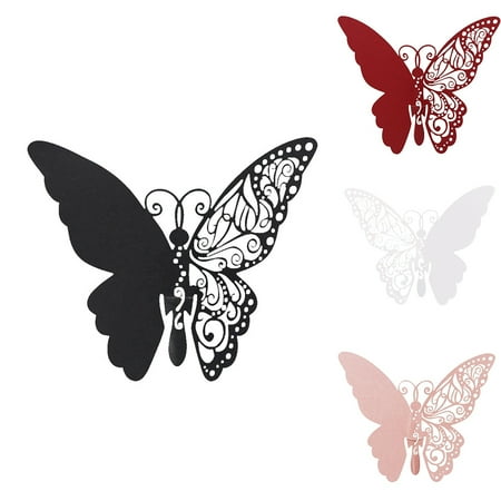 

50Pcs Hollow Butterfly Wine Glass Name Place Paper Card Wedding Party Decoration Pink Pearlescent Paper