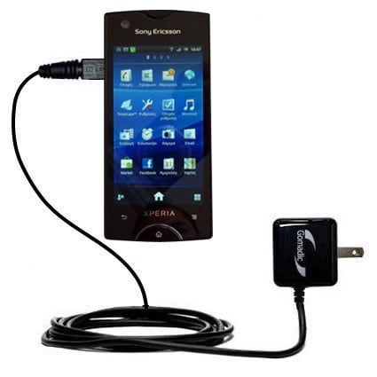 Gomadic Intelligent Compact AC Home Wall Charger suitable for the Sony Ericsson ST18i - High output power with a convenient, foldable plug design - Us