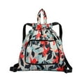 thumbnail image 1 of AMERTEER Basketball Yoga Bag Drawstring Folding Backpack Nylon for Travel (Small Flowers), 1 of 6