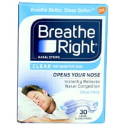 Breathe Right Clear Nasal Strips, Clear, Large, 30 Ct (6 Pack) (Bundle)