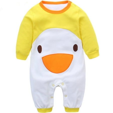 

Baby Cotton Romper Girls Boys Pajamas Newborn Onesie Cartoon Outfits Yellow Chicken 9-12 Month