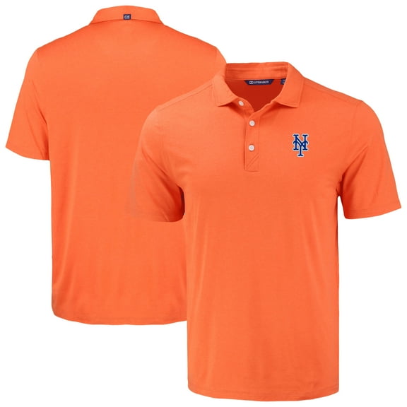 Men's Cutter & Buck Orange New York Mets Coastline Epic Comfort Eco Recycled Polo