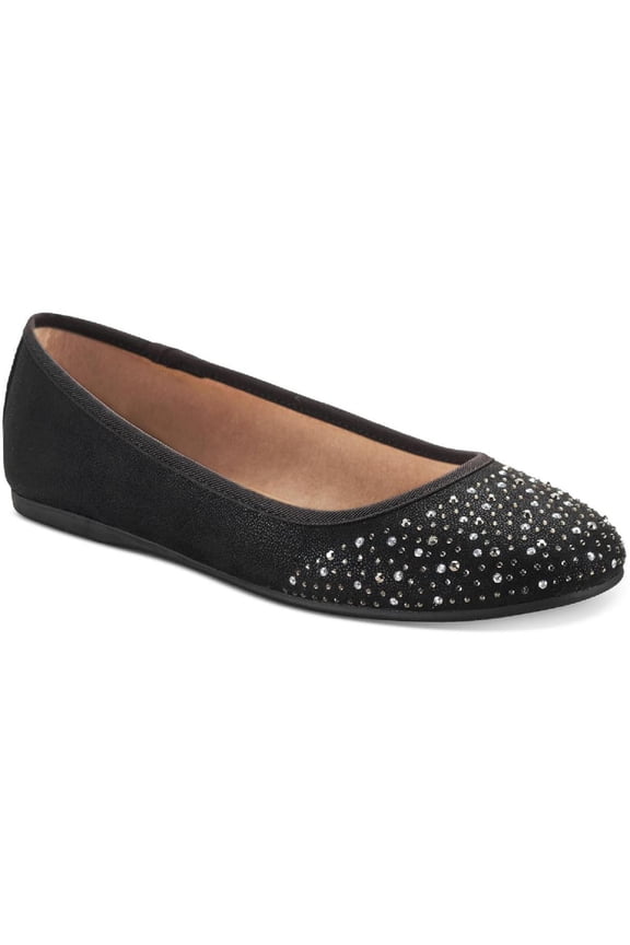 STYLE & COMPANY Womens Black Rhinestone Comfort Angelynn Round Toe Slip On Flats 6.5 M