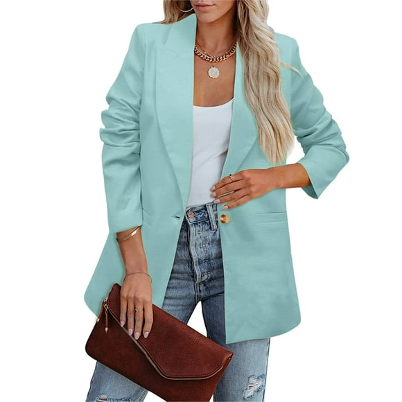 Women Suit Jacket Long Sleeve Pure Color Leisure Style Soft Polyester Women Blazer for Business Work Outdoor
